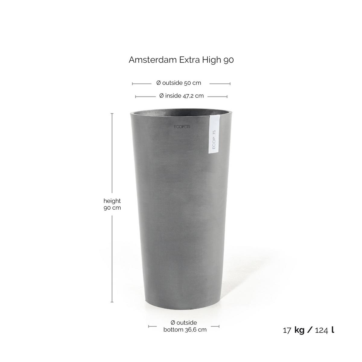 BLUMENTOPF Amsterdam Extra High 49,8/91 cm Grau - Grau, Kunststoff (49.8/91cm) - Ecopots