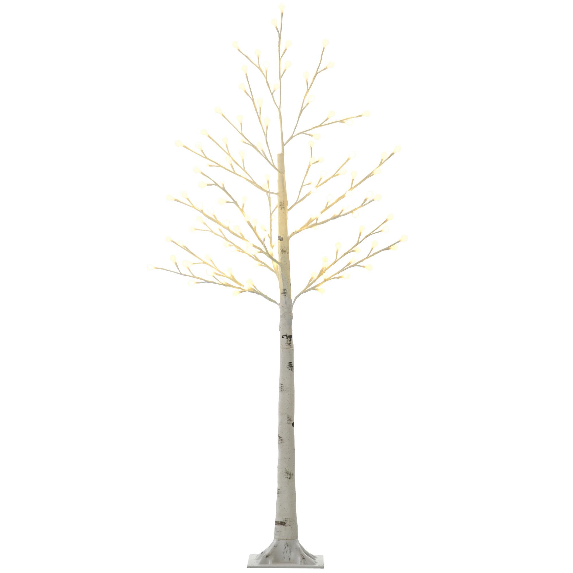 150 cm Lichterbaum, Birkenbaum mit 120 Warmweiß 3 Helligkeitsstufen LED IP44 - Weiß, Kunststoff (20/150/20cm) - HOMCOM