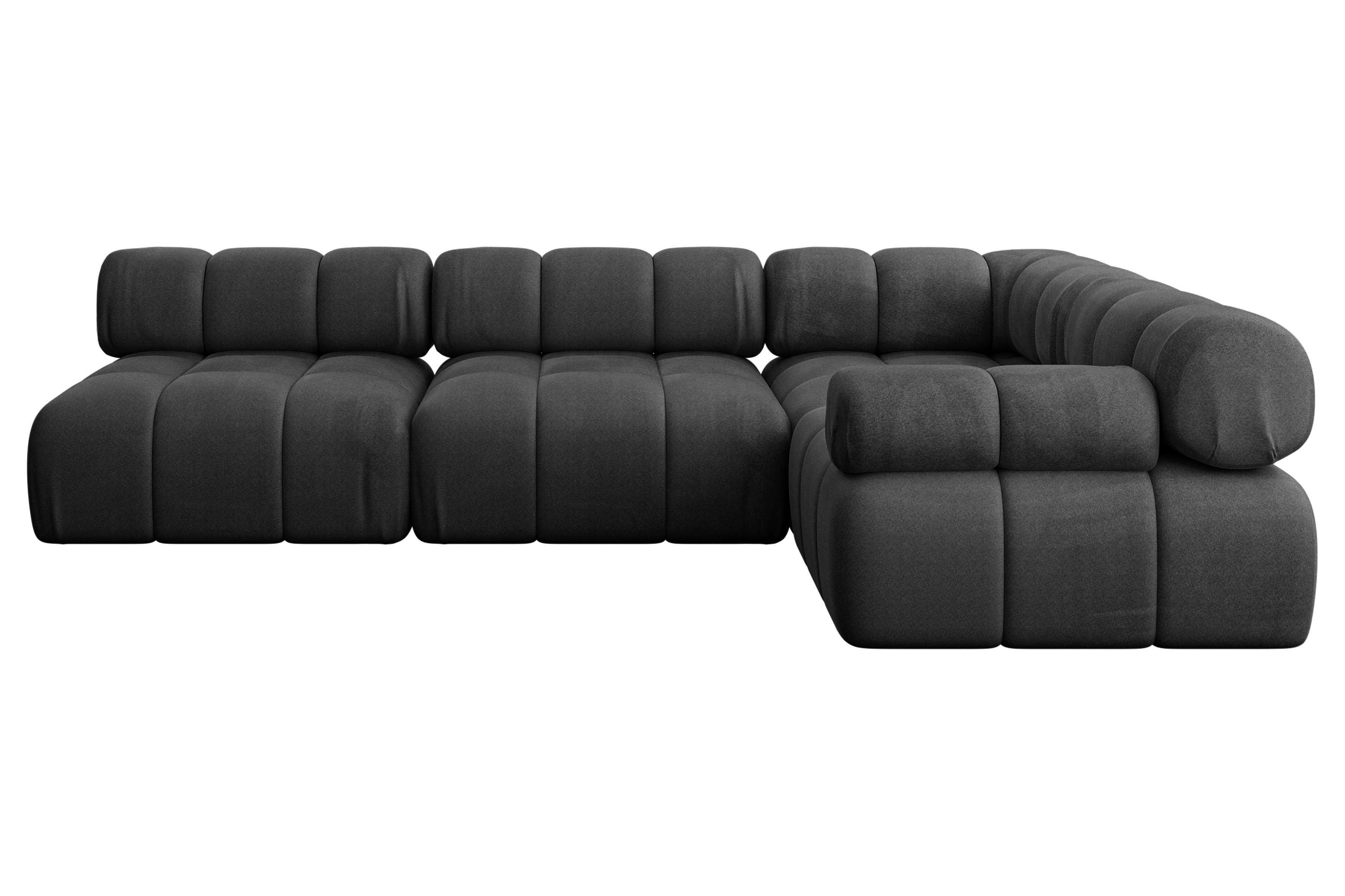 ECKSOFA modulares Sofa Mende-L2 - 285x190x70 cm Schwarz Velours - Schwarz, Holzwerkstoff/Textil (285/190cm) - ALTDECOR