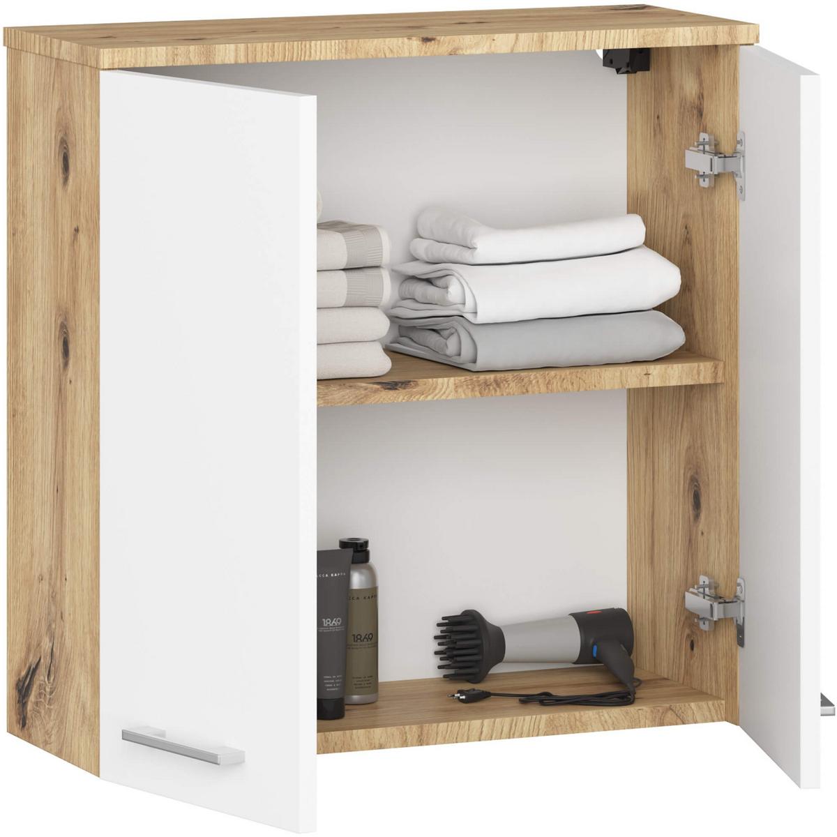 BADKOMMODE Eiche Artisan, Weiß 60/60/22,5 - Eiche Artisan/Weiß, Holzwerkstoff (60/60/23cm) - RAUMHIRSCH FURNITURE