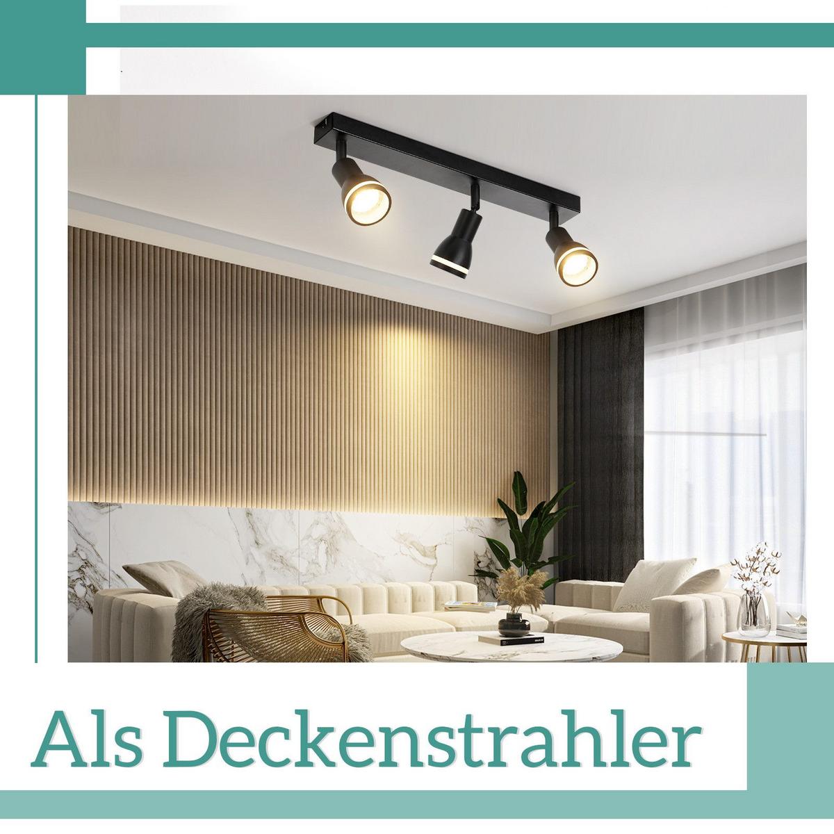 DECKENSTRAHLER Heidelberg 3-flammig 42/5.5/15.7 cm - Schwarz, Metall (42/5.5/15.7cm) - Nettlife