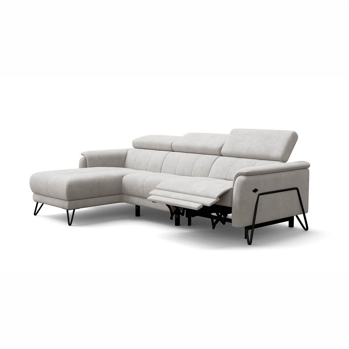 ECKSOFA RODEN 4-Sitzer mit Relax, creme, Veloursstoff - Creme, Holz/Textil (268/92cm) - Wozimo