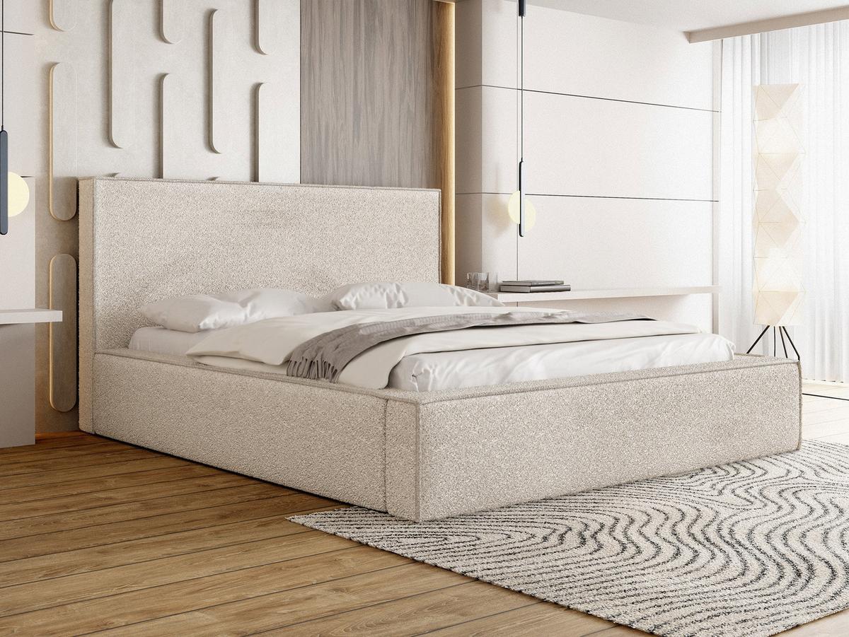 POLSTERBETT Terra mit Bettkasten, Beige Boucle 120x200 cm - Beige/Birkefarben, Holzwerkstoff/Kunststoff (120/200cm) - WFL GROUP