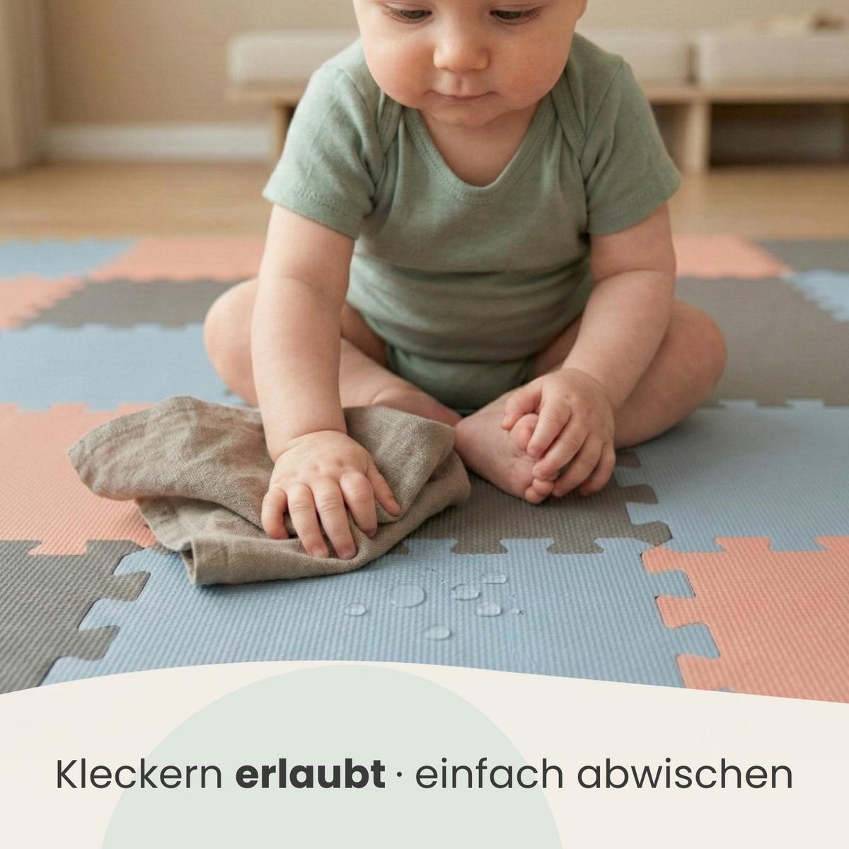 SPIELMATTE mit Rand - 270/90/1 cm Puzzlematte Rosa Blau Grau - Rosa, Kunststoff (30/30cm) - Littletom