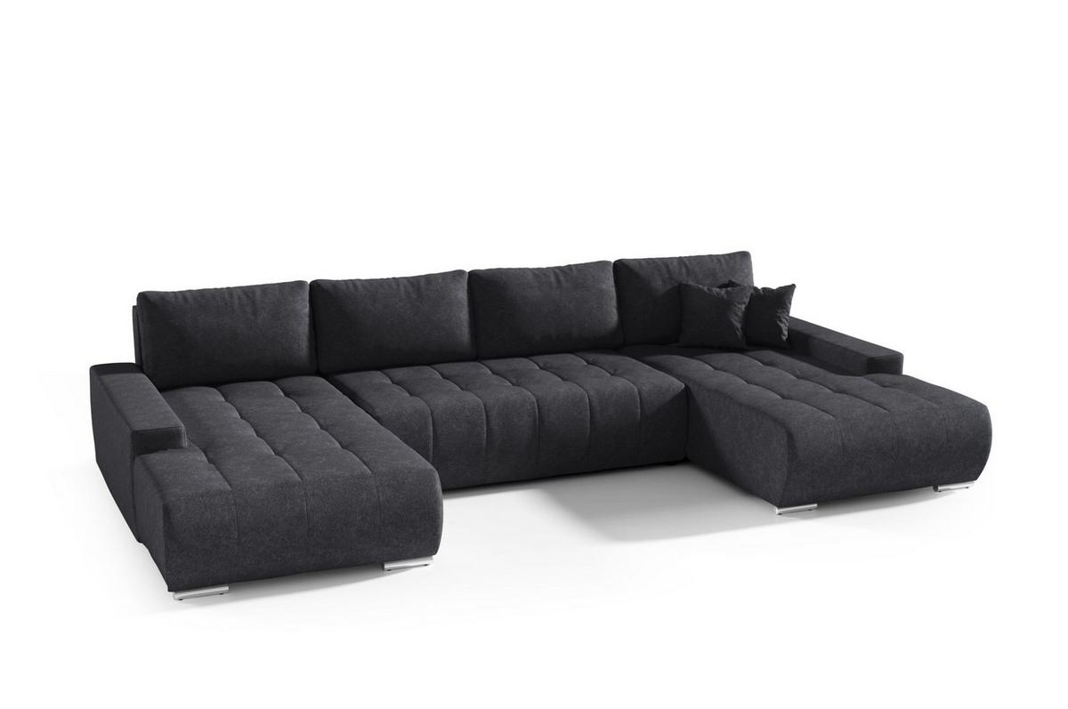 WOHNLANDSCHAFT Vogar In Aston - Schwarz, Holzwerkstoff/Textil (350/85/185cm) - Fun Möbel