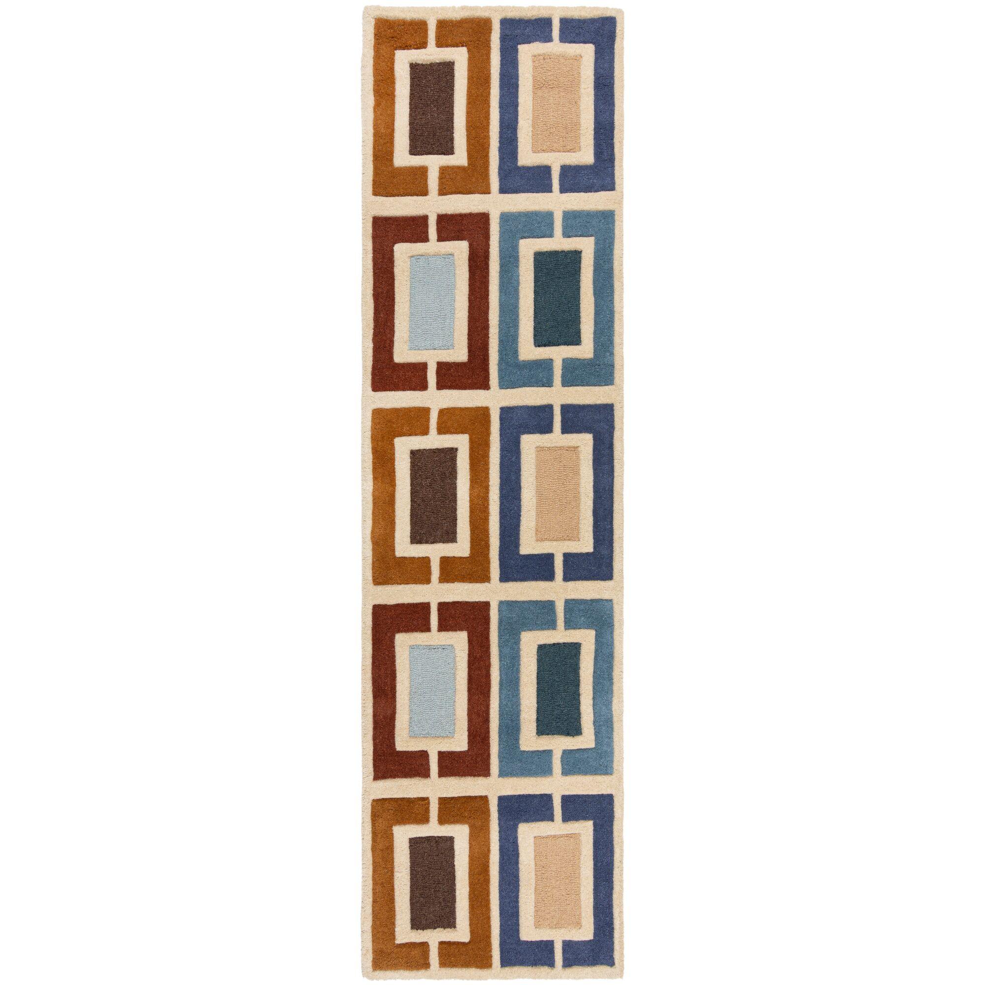 WOLLTEPPICH DERWENT, geometrisch, Blau-Bunt, 60 x 230 cm - Multicolor, Textil (230/60cm) - KADIMA DESIGN