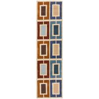 WOLLTEPPICH DERWENT, geometrisch, Blau-Bunt, 60 x 230 cm - Multicolor, Textil (230/60cm) - KADIMA DESIGN