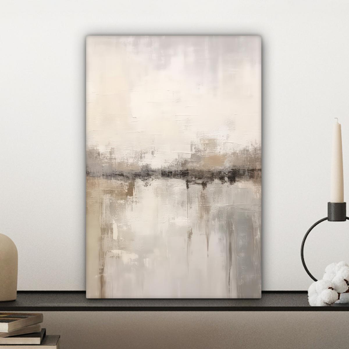 LEINWANDBILD Moderne Kunst - Abstrakt - Beige Deko Wohnzimmer 20x30 cm - Beige, Textil (20/30cm) - MuchoWow