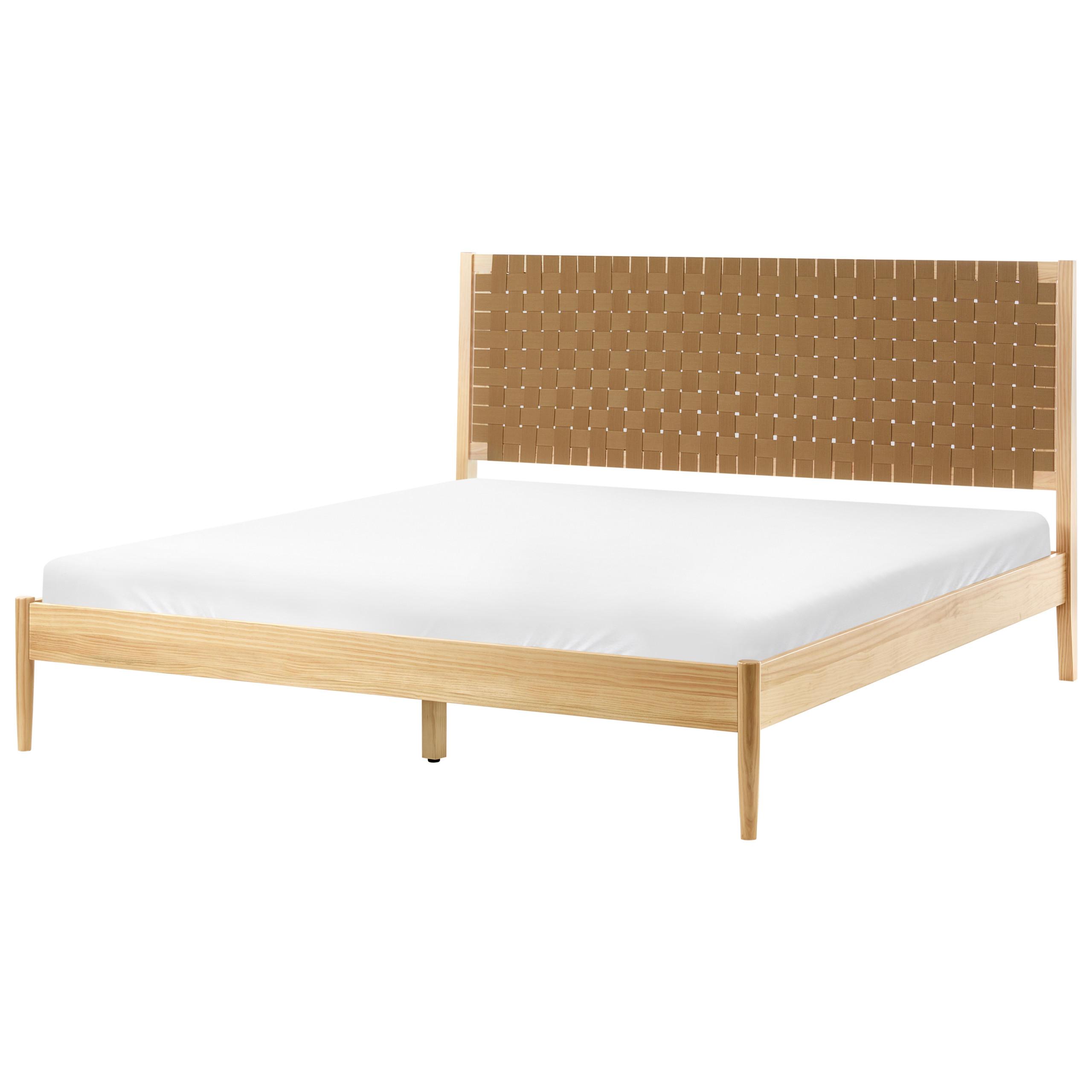 BETT mit Lattenrost 180/200 cm Hellbraun Brunemont - Hellbraun, Holz (180/200cm) - Beliani
