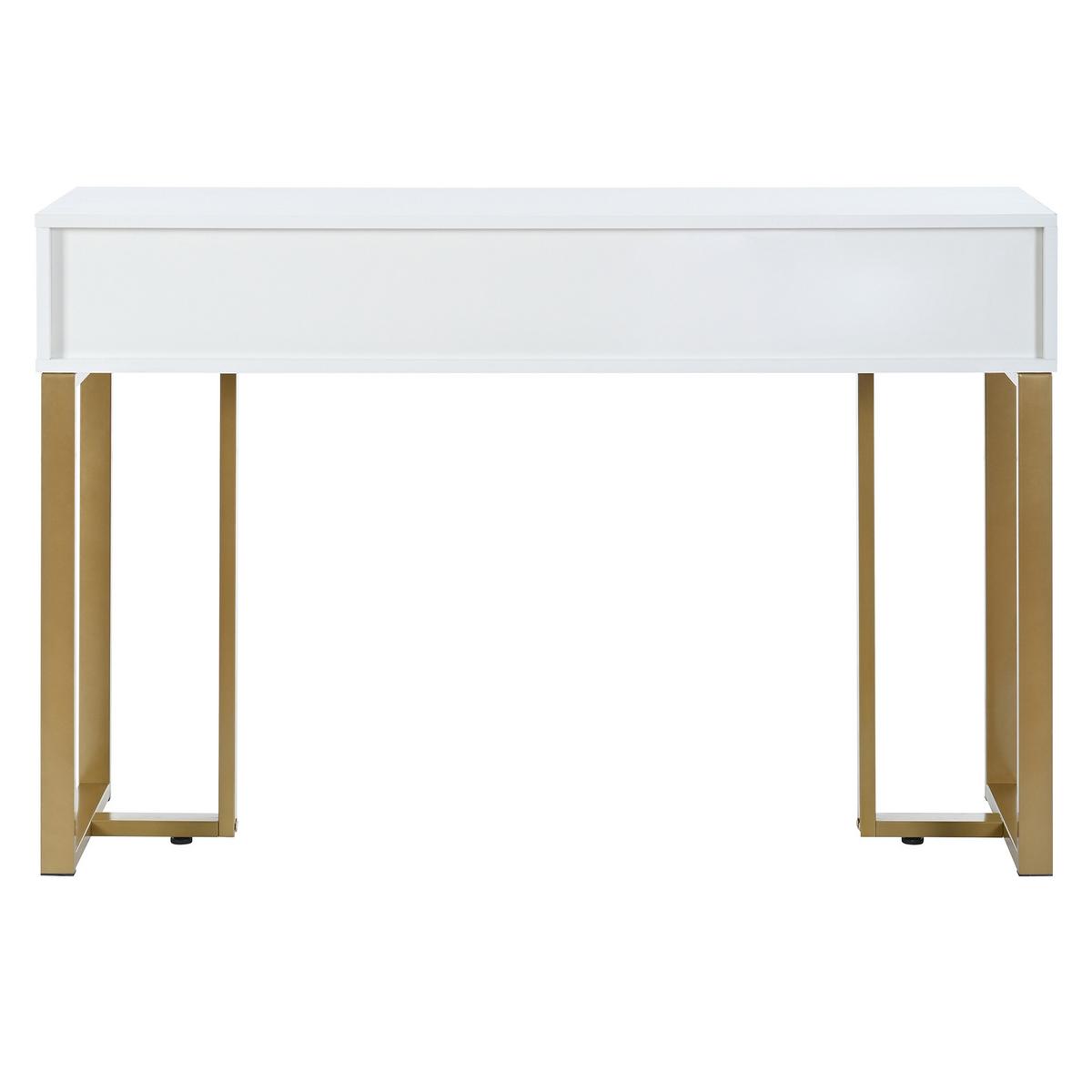 KONSOLENTISCH in weiß mit goldfarbenem metallgestell, 3 schubladen - Weiß, Holzwerkstoff (36/120/80cm) - Urban Meuble