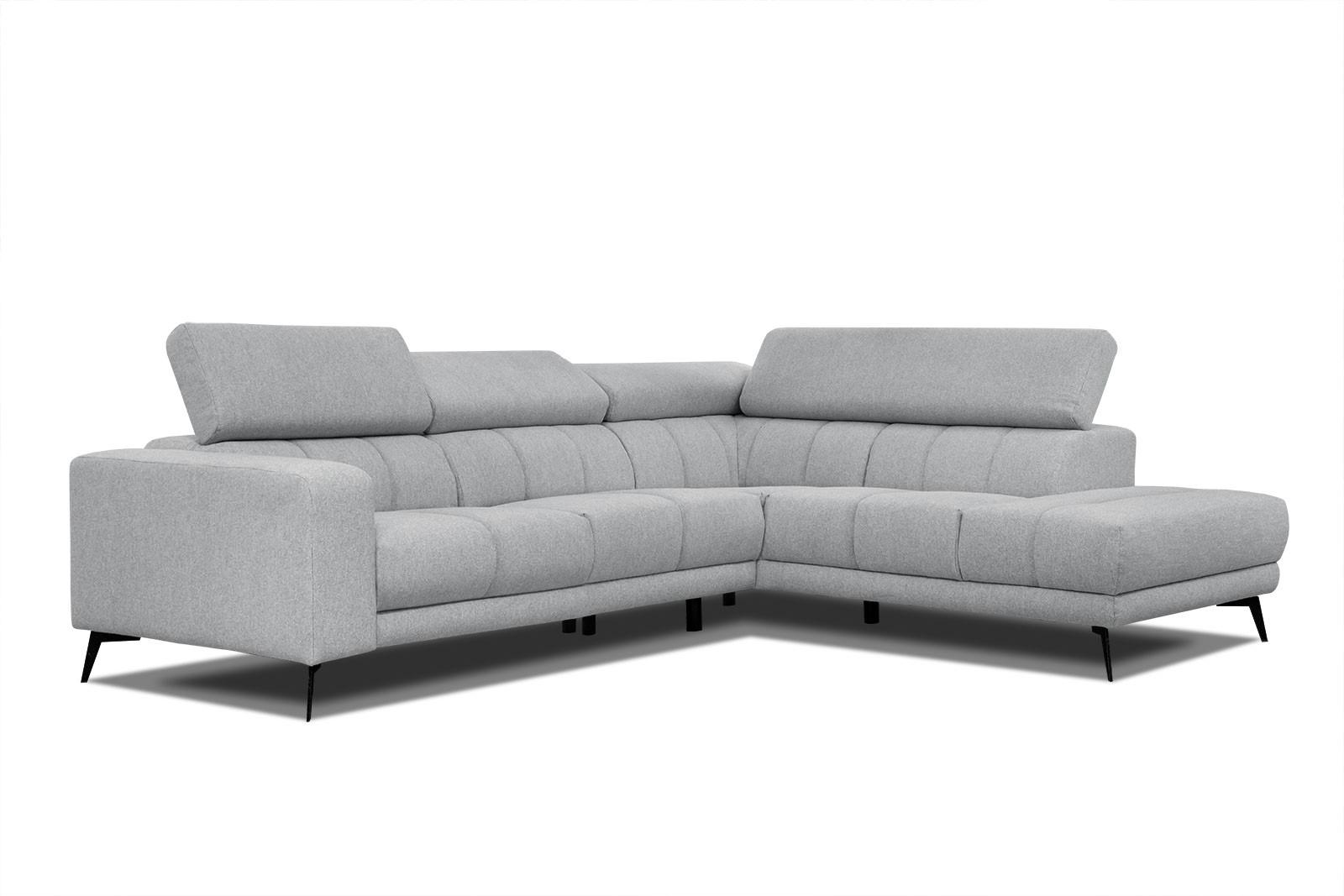 ECKSOFA MORELLO 5-Sitzer, silberfarben - Silberfarben/Schwarz, Holzwerkstoff/Textil (287/228cm) - Wozimo