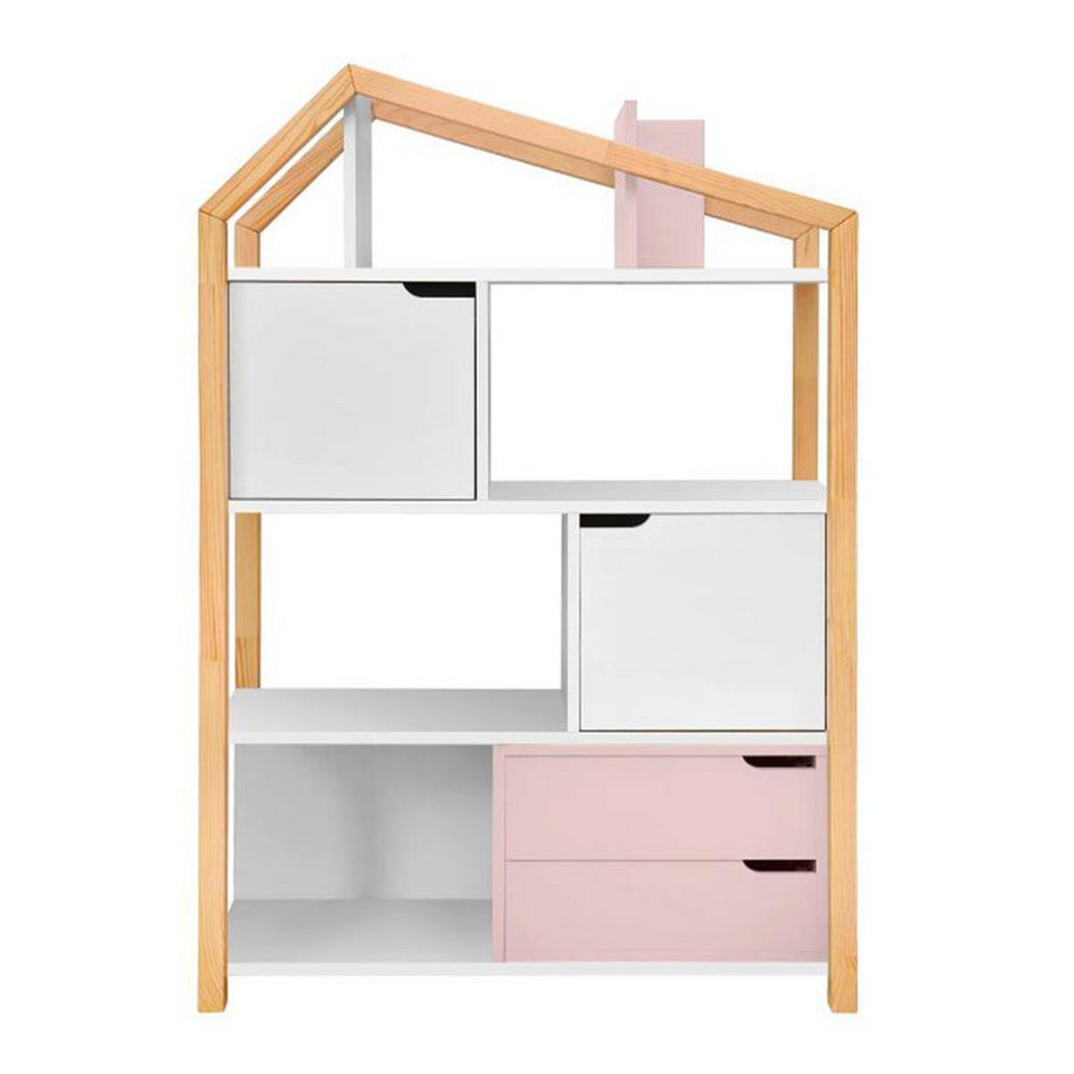 BÜCHERREGAL Rosa und weiß - Weiß, Holzwerkstoff (89/130/31cm) - Petits-meubles