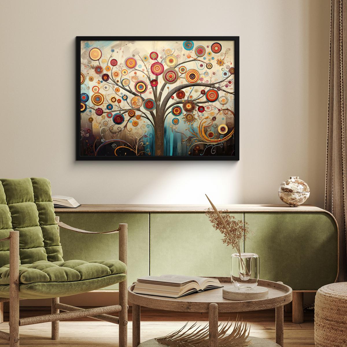 POSTER MIT RAHMENGERAHMTES BILD Baum - Baum des Lebens - Farbe 80x60 cm - Braun, Papier (80/60cm) - MuchoWow
