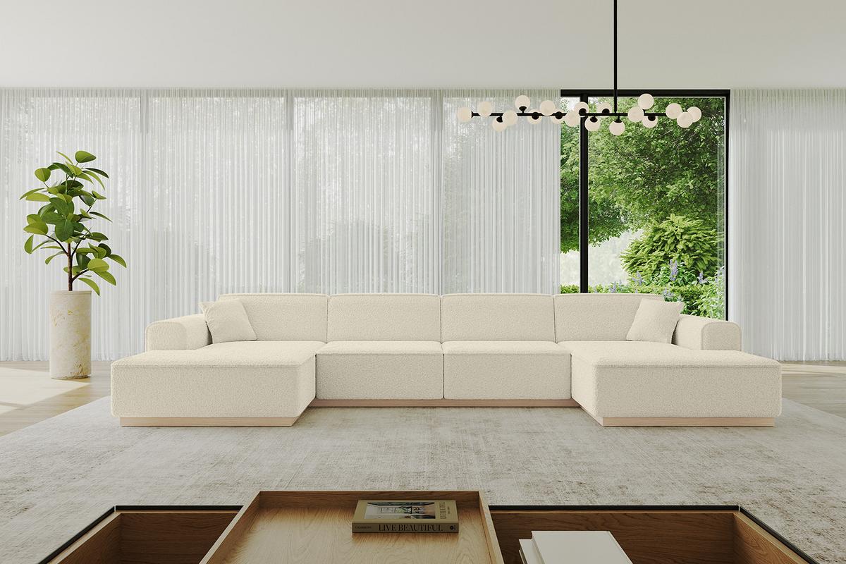 WOHNLANDSCHAFT IREA-U2 - 386x165x80 cm Beige - Creme, Holzwerkstoff/Textil (386/80/165cm) - ALTDECOR