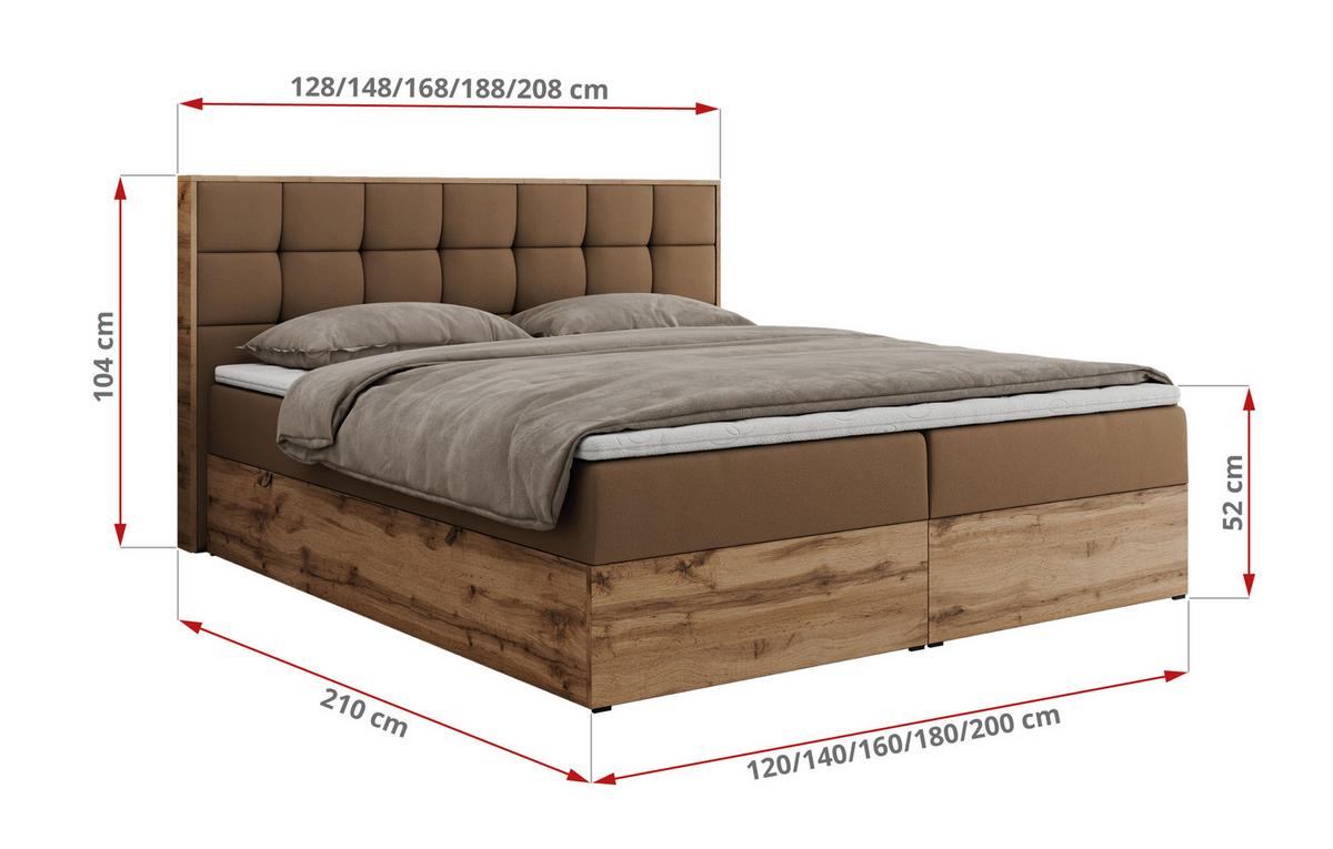 BOXBETT ALBERO 1 - 160/200 Braun Kunstleder - H4 - Braun, Holz/Textil (160/200cm) - MKS
