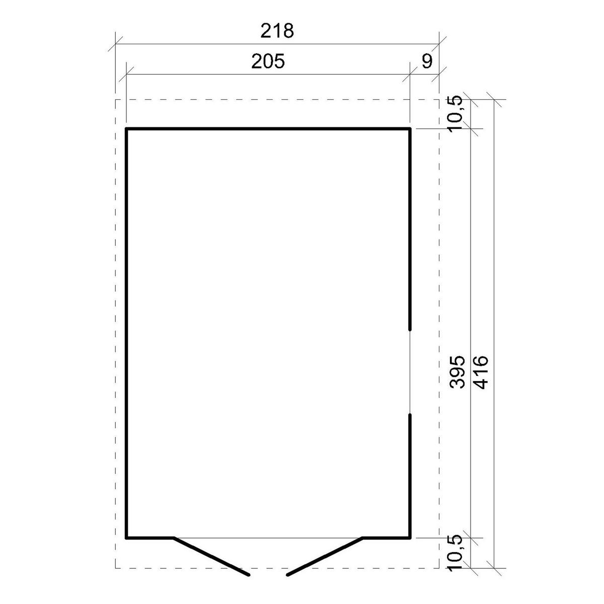HOLZ-GARTENHAUS (mit Seitenwand) MIT IMPRÄGNIERTEM BODEN - H244x216x416 cm/8 m2 -IMBELA M340A+M340G - Beige, Holz (218/250/395cm) - Timbela