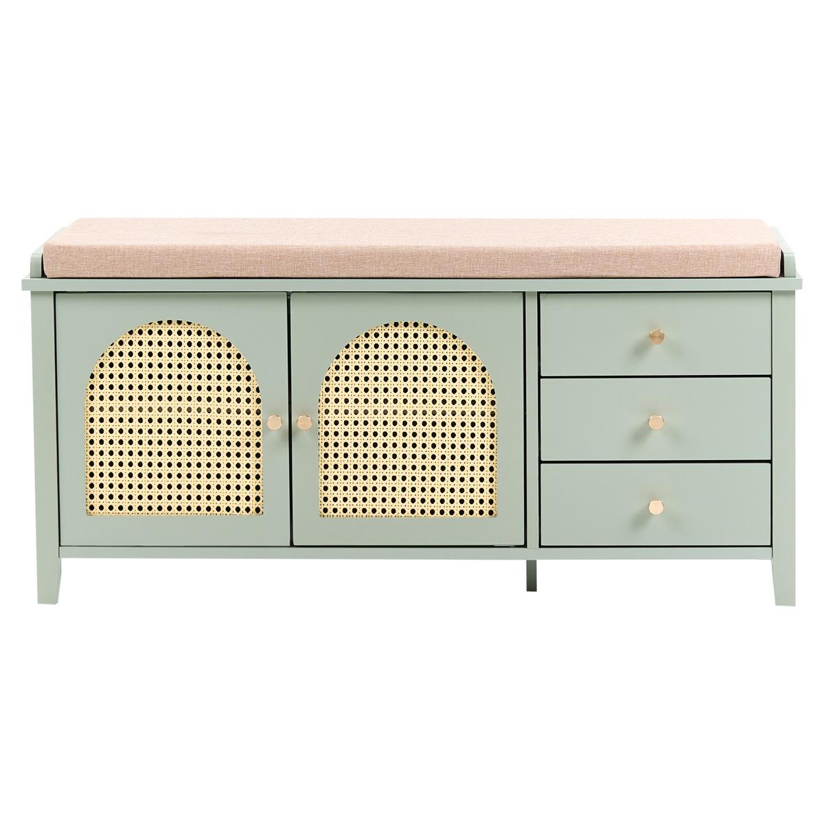 SCHUHBANK mit Stauraum Mintgrün Bendigo - Mintgrün/Grün, Holzwerkstoff (100/47/34cm) - Beliani