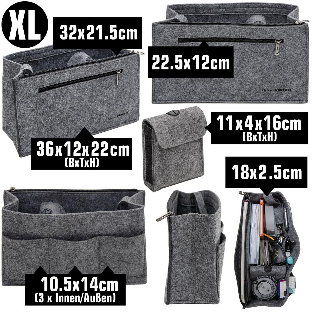TASCHENORGANIZER XL, 36x12x22 cm, aus Filz, Grau - Grau, Kunststoff (36/12/22cm) - Dunedesign