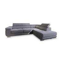 ECKSOFA APIRO R-S Grau Kordstoff mit Schlaffunktion - Silberfarben/Grau, Holz/Textil (276/202cm) - MASSENO