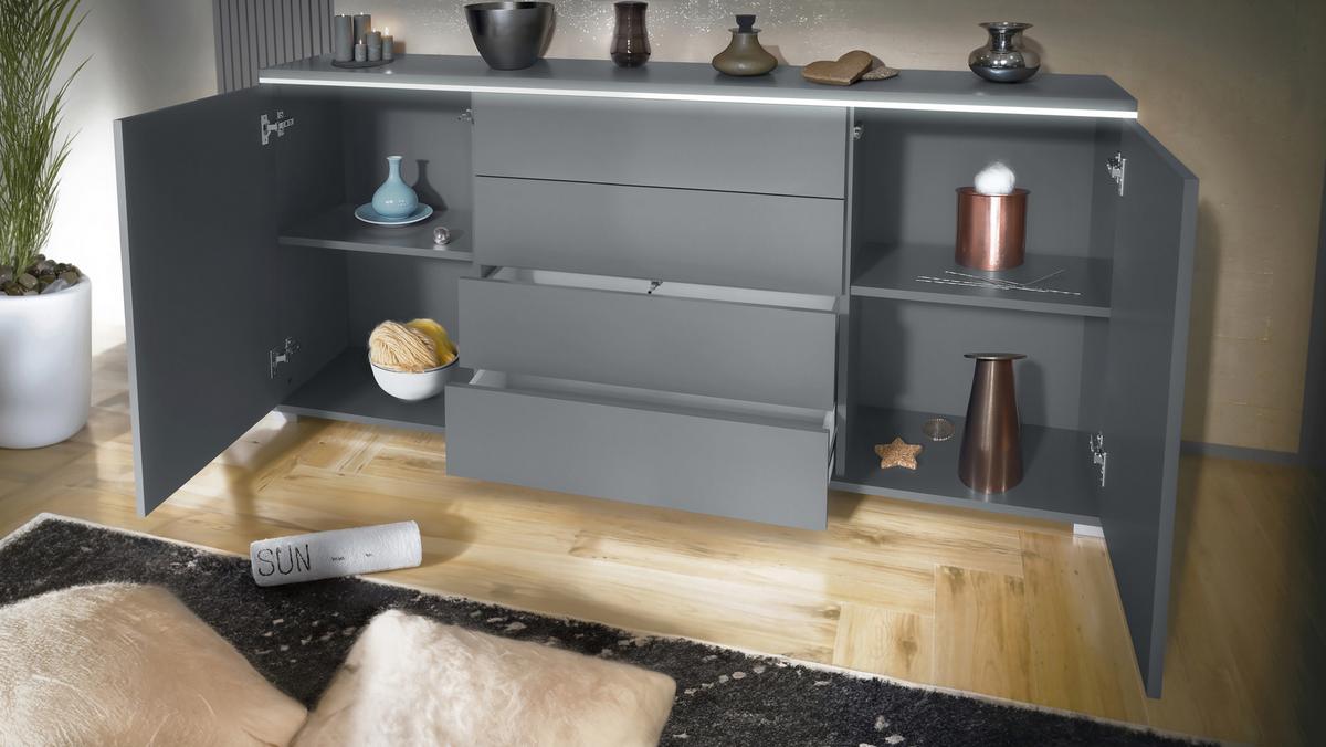 SIDEBOARD Faro Anthrazit matt - Anthrazit, Holzwerkstoff (166.5/75.5/35cm) - Vladon