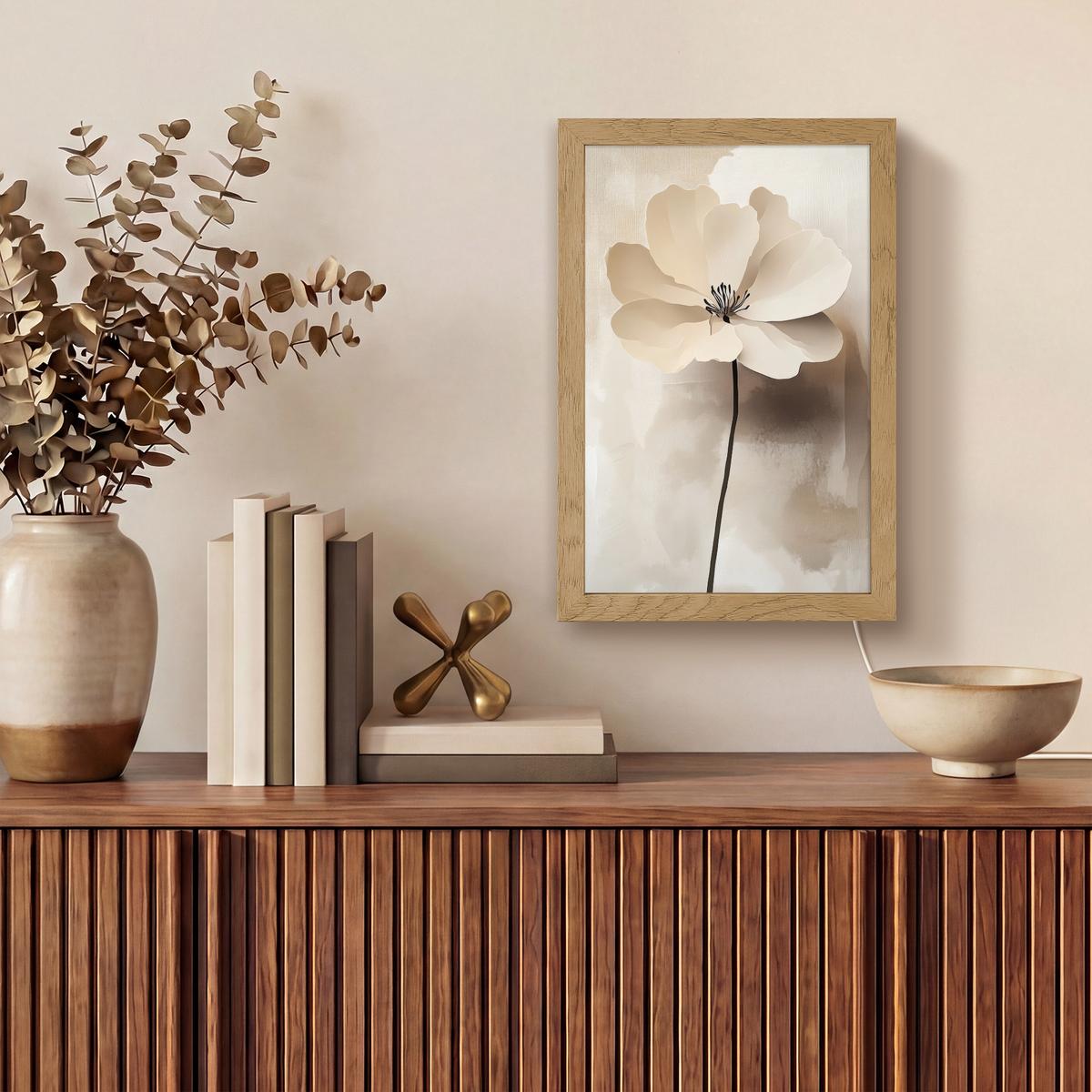 WANDLEUCHTE Blume - Beige - Farbe - Schatten 20x30 cm - Beige, Holzwerkstoff (20/30/8cm) - OnlyWow
