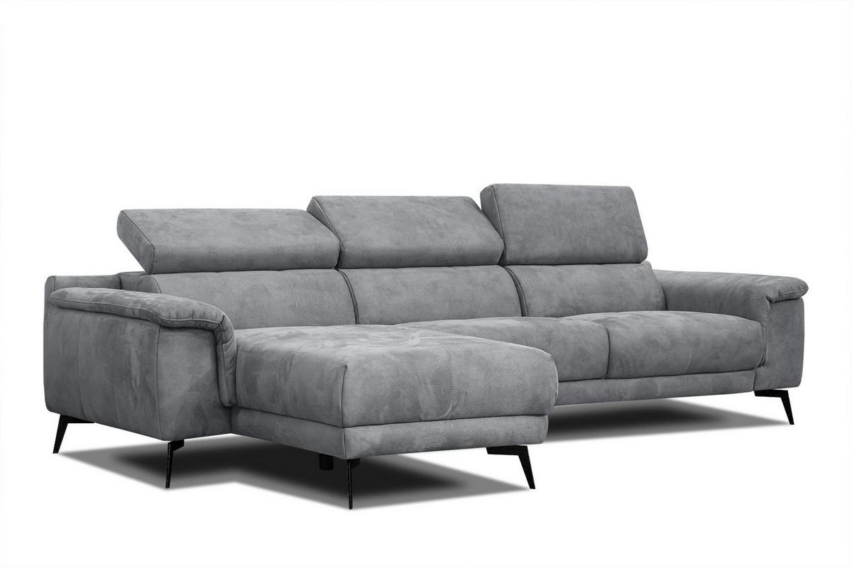 ECKSOFA FIERO 4-Sitzer, grau - Schwarz/Grau, Holzwerkstoff/Textil (158/269cm) - Wozimo