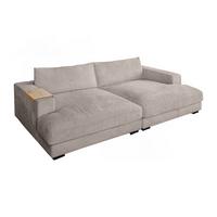 BIG SOFA XL MIT TABLETT MADELINE Taupe Cord - Taupe/Schwarz, Kunststoff/Textil (290/85/190cm) - KAWOLA
