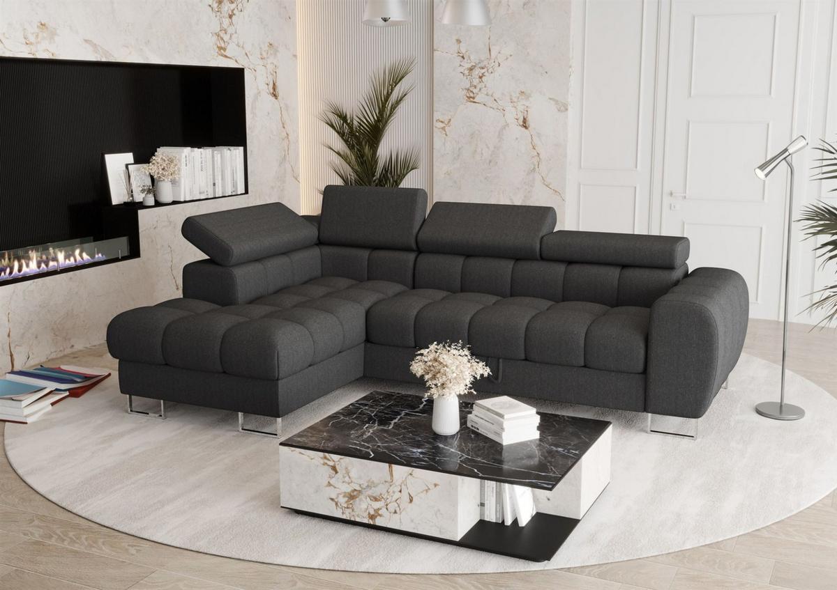 ECKSOFA Bastien Mit Schlaffunktion - Dunkelgrau, Holzwerkstoff/Textil (170/260cm) - Fun Möbel