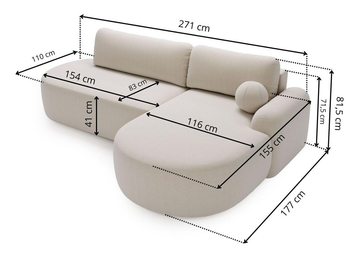 ECKSOFA Aurio O Bouclé-Stoff Braun Links - Braun, Holz/Textil (271/177cm) - Graingold