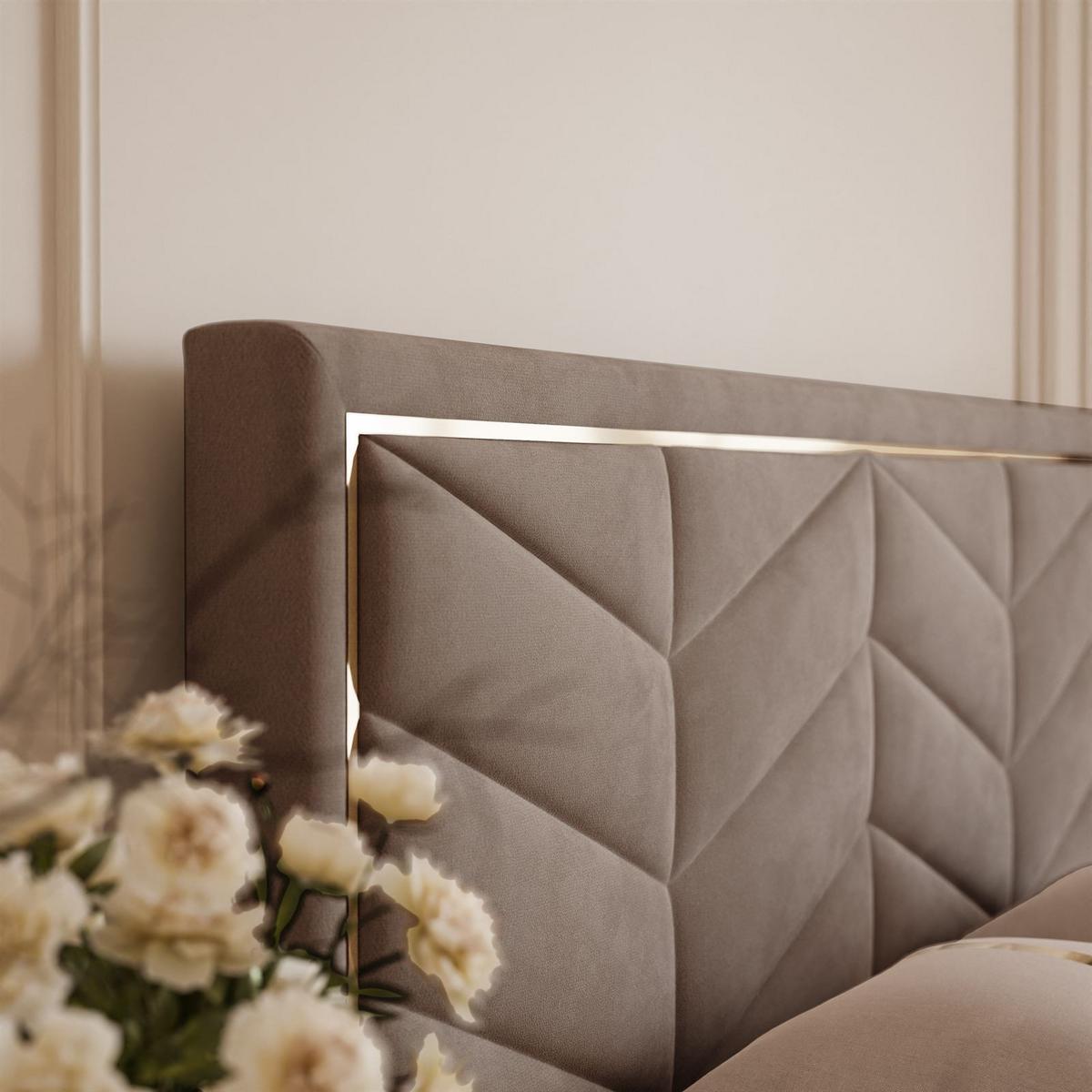 POLSTERBETT AURORA 160x200 mit Bettkasten Jasmine 28 - Braun, Textil (160/200cm) - Lookway