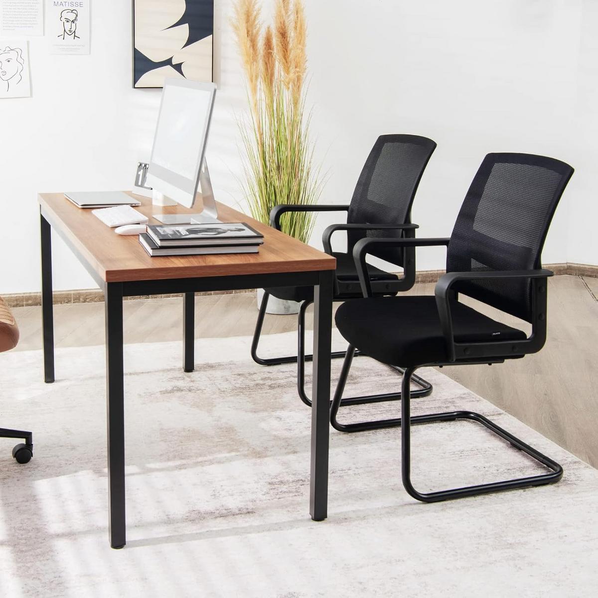 BÜROSTÜHLE 94cm Schwarz (2er-Set) - Schwarz, Metall (60/94/55cm) - COSTWAY