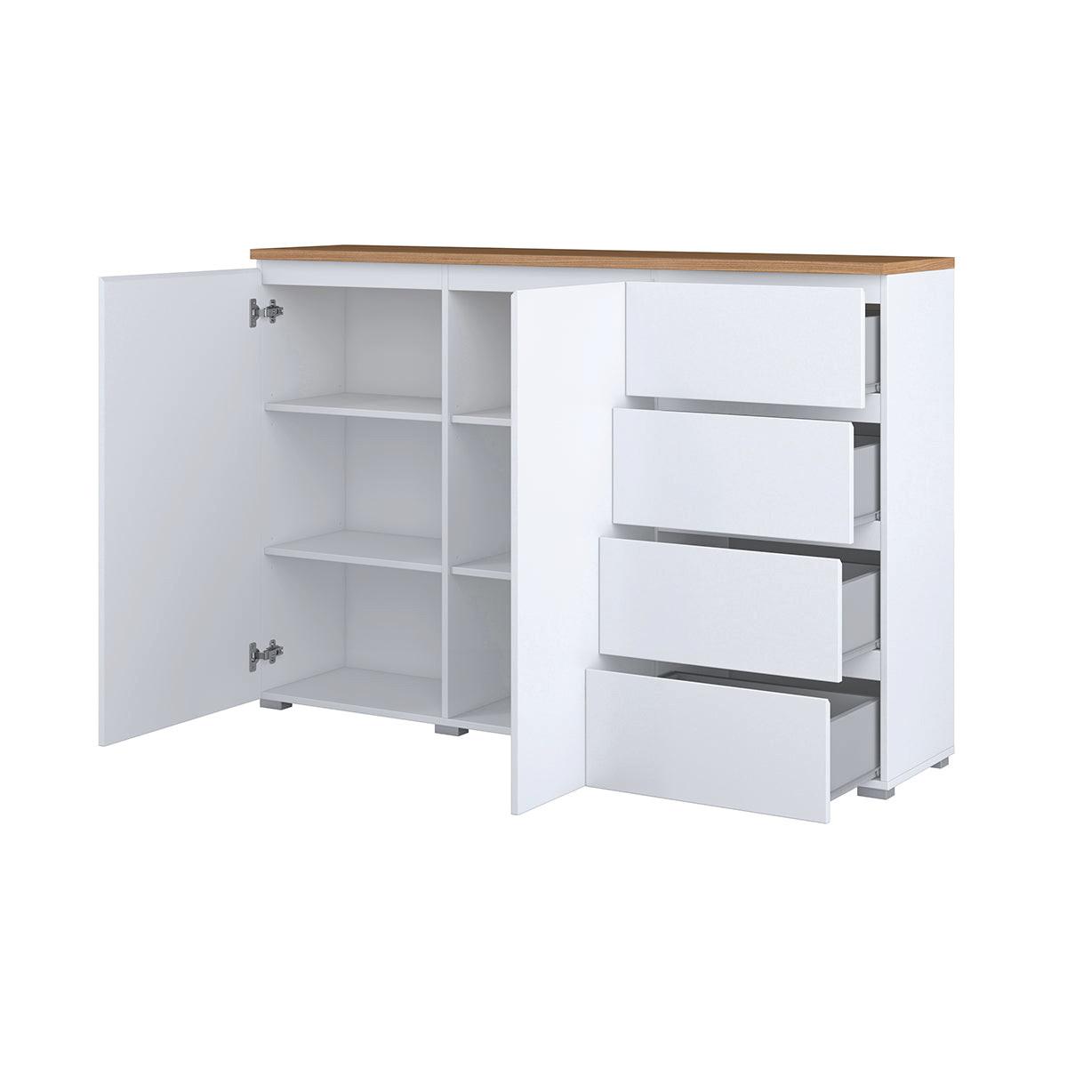 SIDEBOARD Liko Weiß und Holz - Weiß, Holzwerkstoff (150/100.4/34.5cm) - Petits-meubles