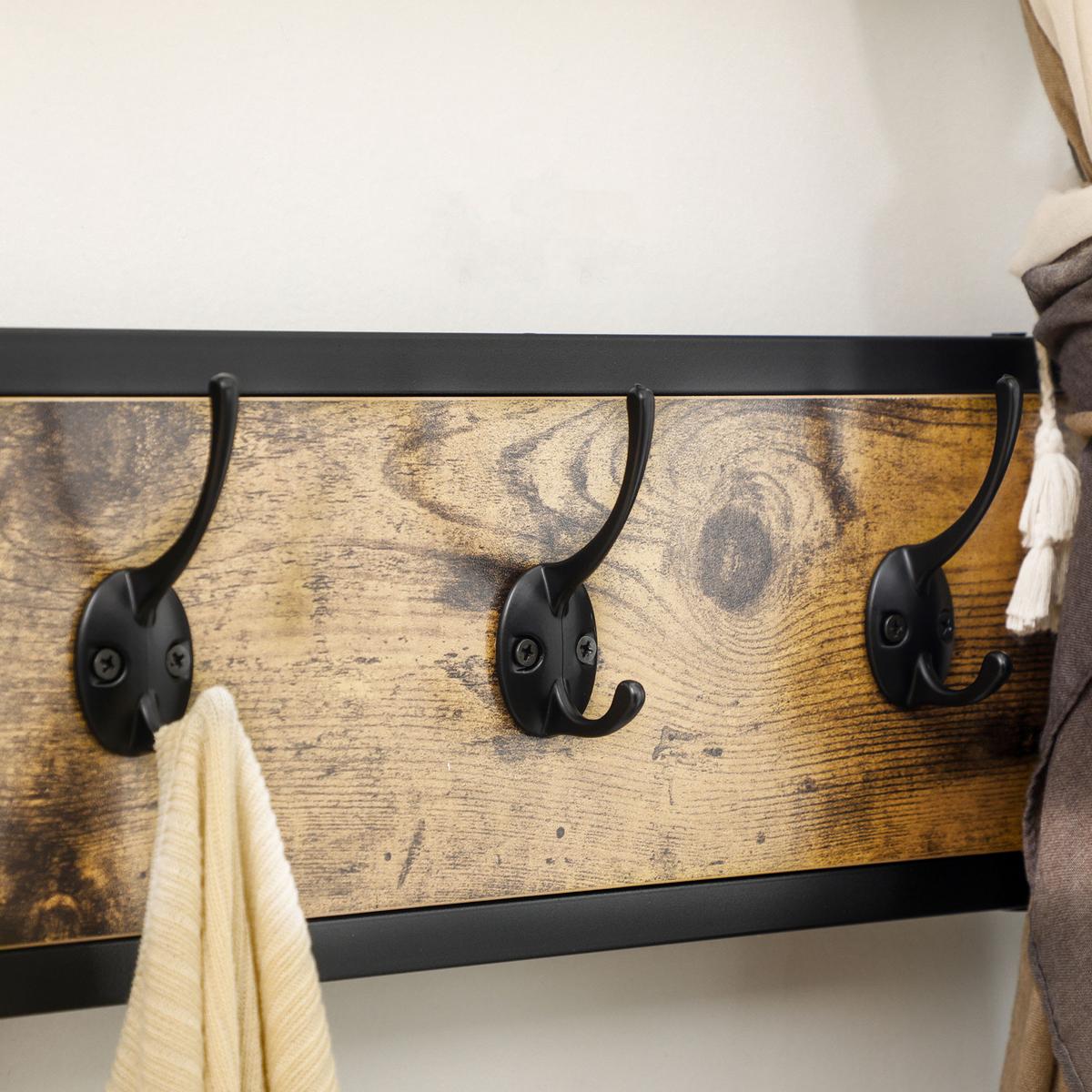 GARDEROBENSTÄNDER, Garderobe, Kleiderständer mit Haken, Schuhregal Stahl Braun - Braun, Metall (40/185/100cm) - HOMCOM