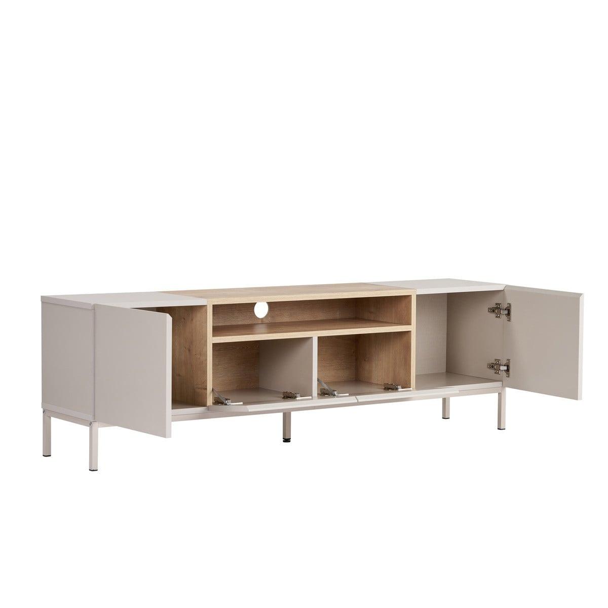 TV-MÖBEL 4 Türen, 1 Fach, Kaschmir und Holzdekor 35/50/160 cm - Beige, Holzwerkstoff (35/50/36.5cm) - Calicosy
