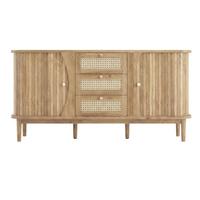 SIDEBOARD Rattan Kommode mit Schiebetüren, 140.5/40/76cm - Kirschbaumfarben, Holzwerkstoff (140/76/40cm) - Urban Meuble