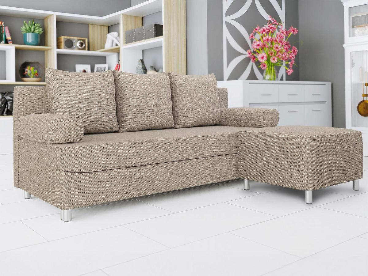 SCHLAFSOFA Dover mit Polsterhocker - Chromfarben/Naturfarben, Holz/Kunststoff (192/86/80cm) - MIRJAN24
