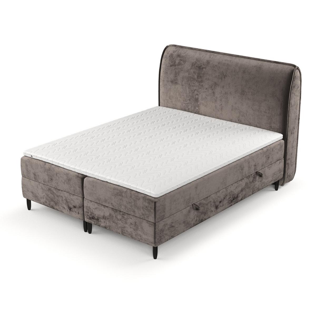 BOXBETT Lunaro 140/200 cm Braun im Lotta Stoff - Schwarz/Braun, Holz/Holzwerkstoff (140/200cm) - AltaBeds
