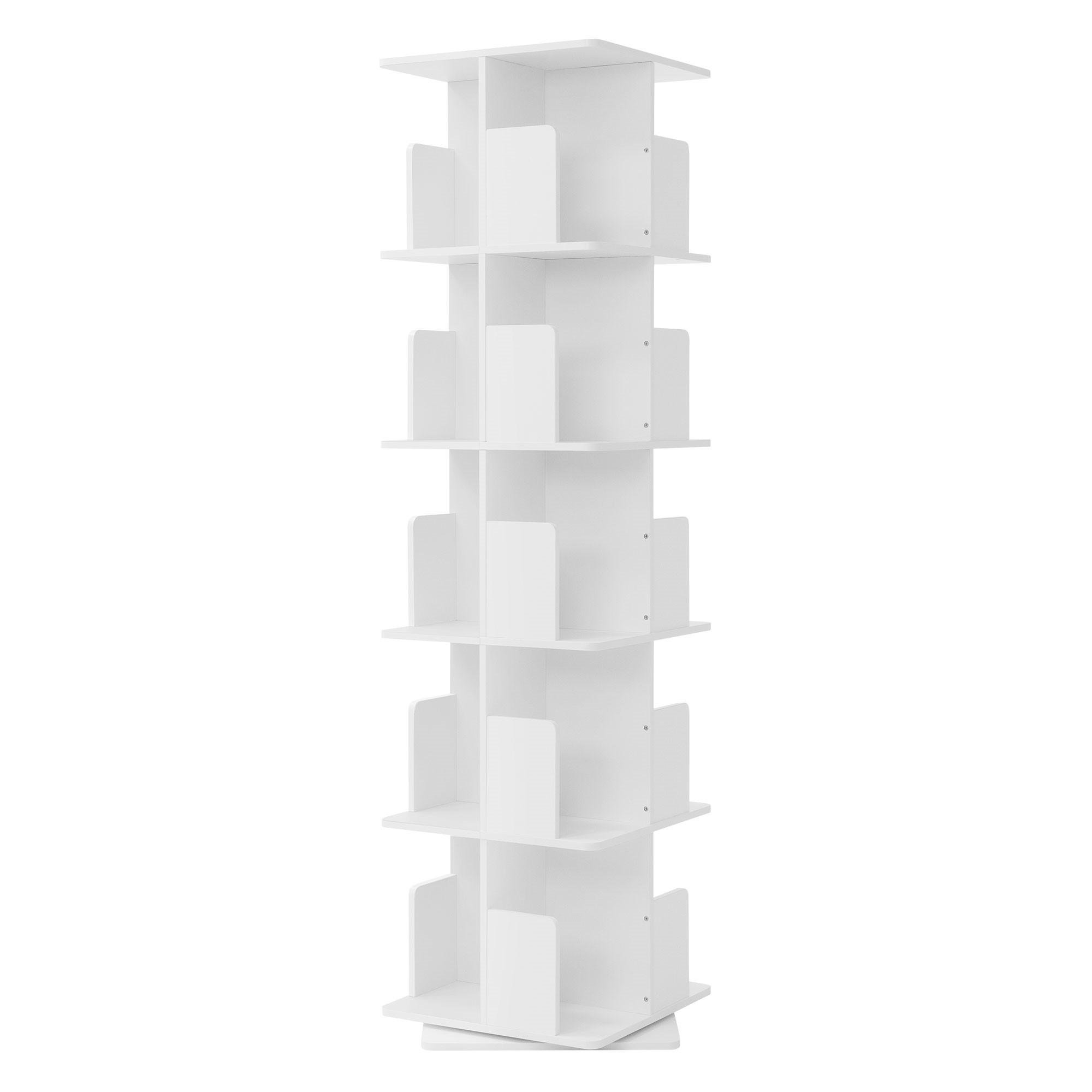 BÜCHERREGAL Kinder mit 5 Ebenen Weiß 40x155x40 cm Drehbar 360 Grad - Weiß, Holzwerkstoff (40/155/40cm) - ML-DESIGN
