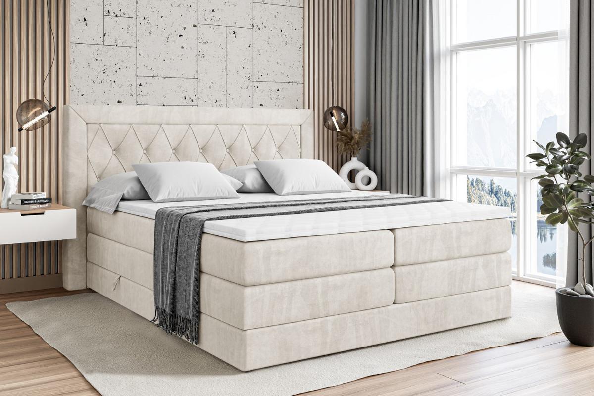 BOXSPRINGBETT NOEL KING - 140 x 200 - H3/H4 - Ecru - Ecru, Holzwerkstoff (140/200cm) - ALTDECOR