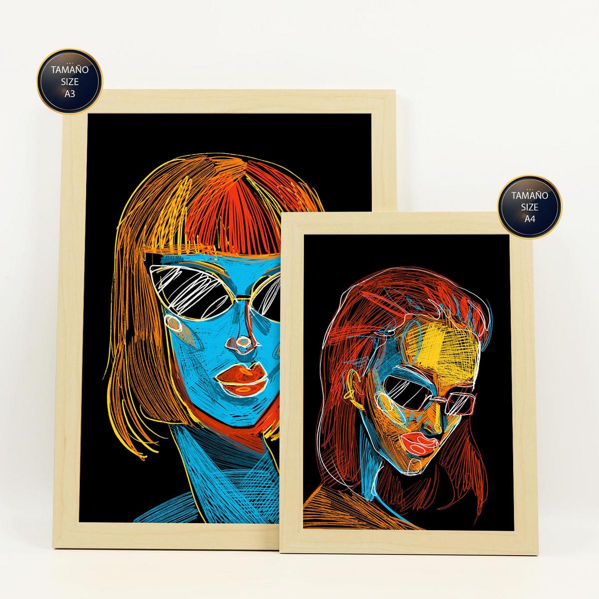 POSTER Set Mit 6 Schönheitstöne 3 In Weibliche Zusammenfassung Ästhetische Dekorative Gemälde Für Ihr Zuhause A3 & A4 Rahmen Aus Hellem Holz - Beige, Papier (29/3cm) - Nacnic