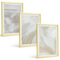 BILDER SET 3er Set - 40x60 cm Goldrahmen - Abstrakte Pinselstriche - Goldfarben, Kunststoff (40/60cm) - TULUP