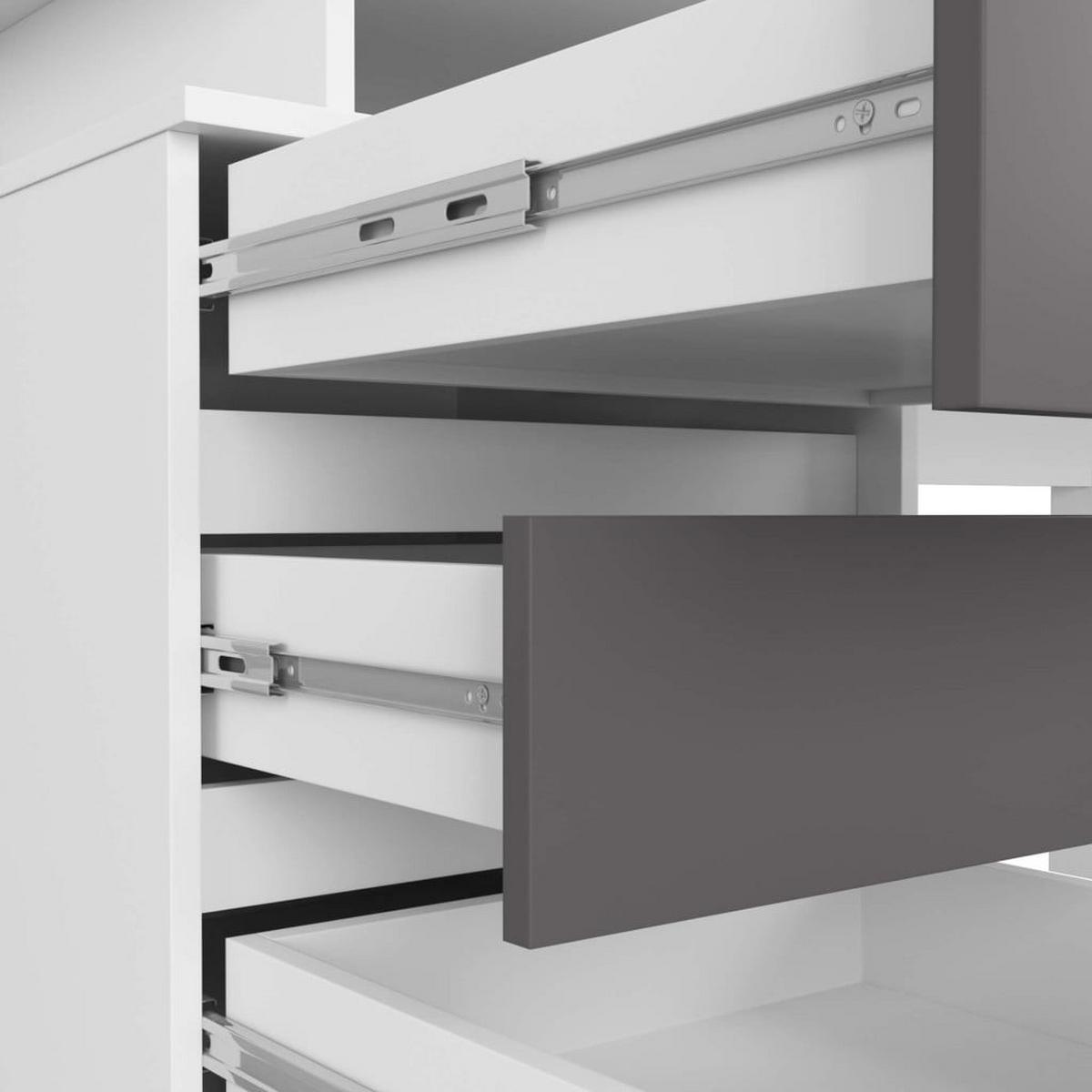 SCHREIBTISCH Weiß, Graphit 77/135/60 - Weiß/Grau, Holzwerkstoff (50/120/77cm) - RAUMHIRSCH FURNITURE