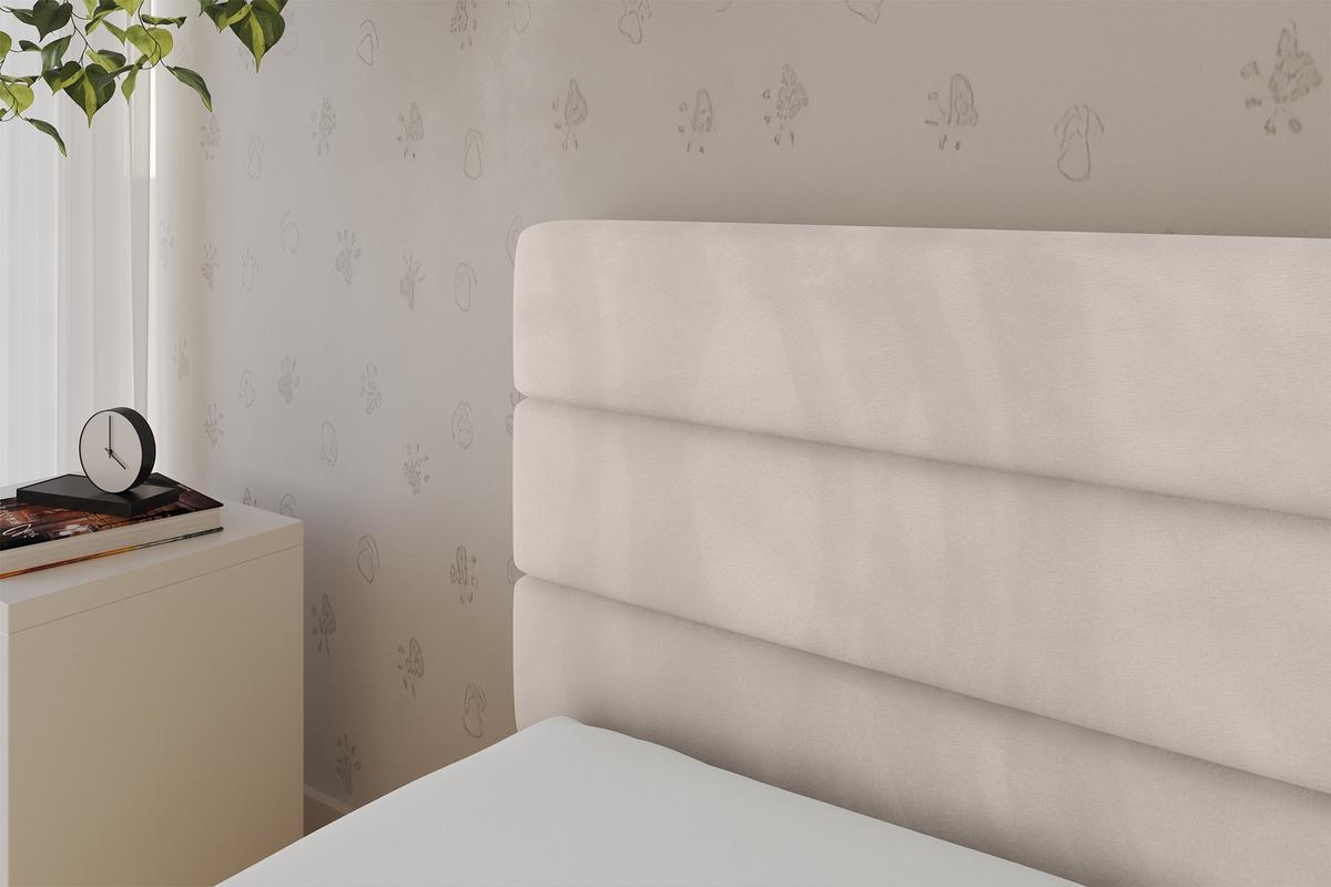 EINZELLBETT Jugendbett mit Bettkasten, Rechts - BEMY 100x200 Beige - Sandfarben, Holzwerkstoff/Textil (100/200cm) - ALTDECOR