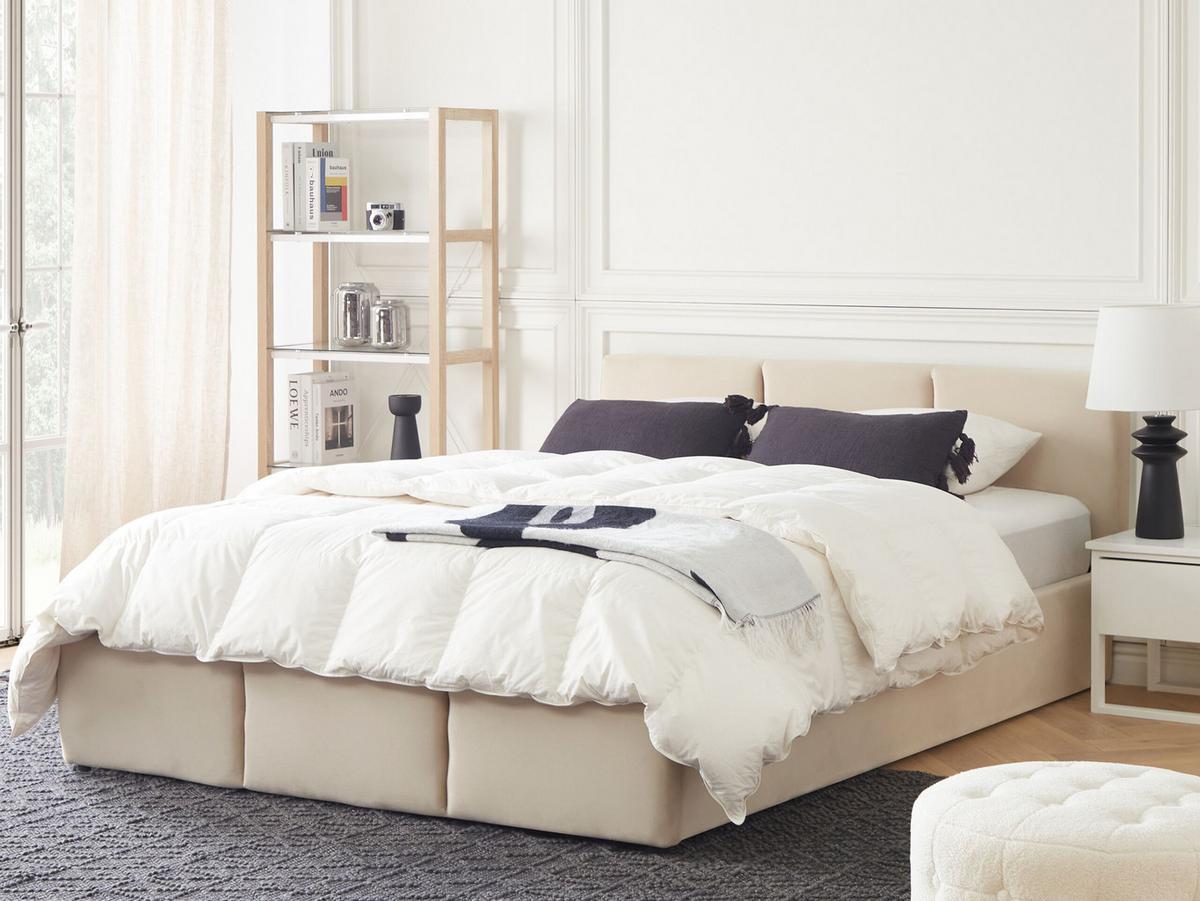 POLSTERBETT 160/200cm Helles Beige Bousse - Beige, Textil (160/200cm) - Beliani