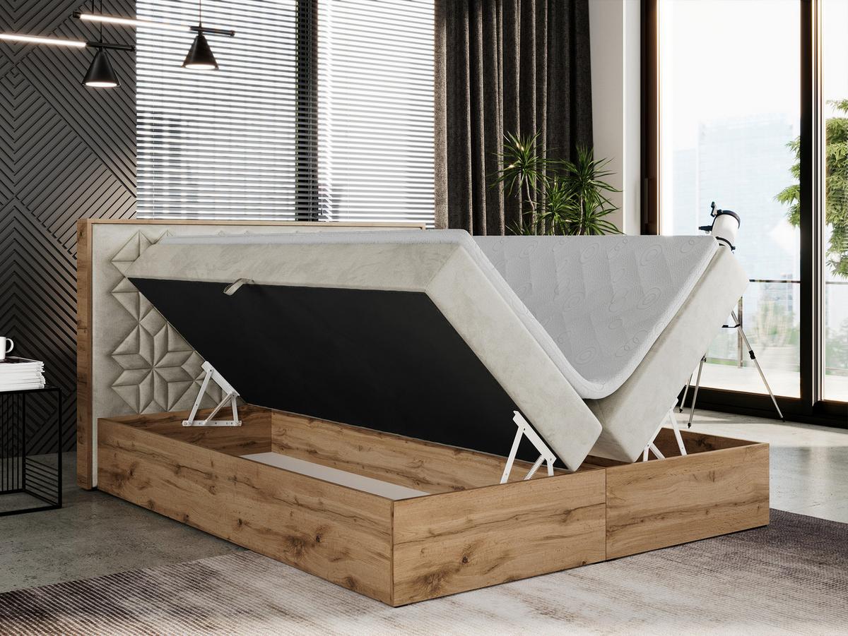 BOXBETT NESSI - 200/200 Beige Velvet - H4 - Beige, Holz/Textil (200/200cm) - MKS