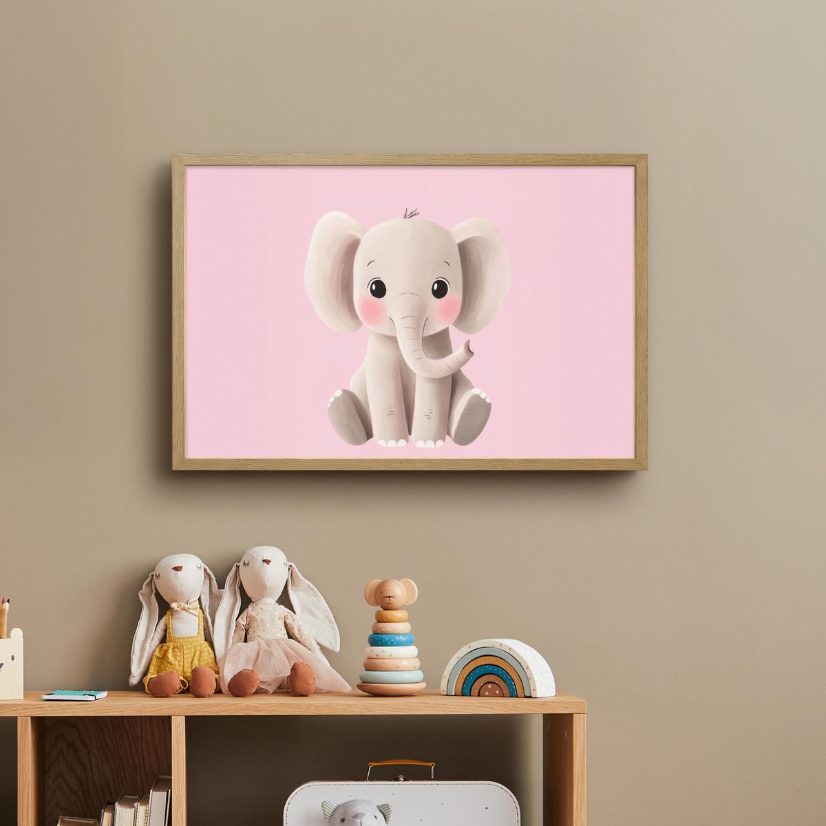 WANDLEUCHTE MIT AKKU Elefant - Baby - Rosa - Cartoon 60x40 cm - Hellrosa, Holzwerkstoff (60/40/8cm) - OnlyWow