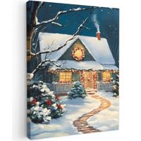 LEINWANDBILD Weihnachten - Weihnachtsbaum - Winter - Zuhause - Schnee Room Decor 30x40 cm - Smaragdgrün, Textil (30/40cm) - MuchoWow