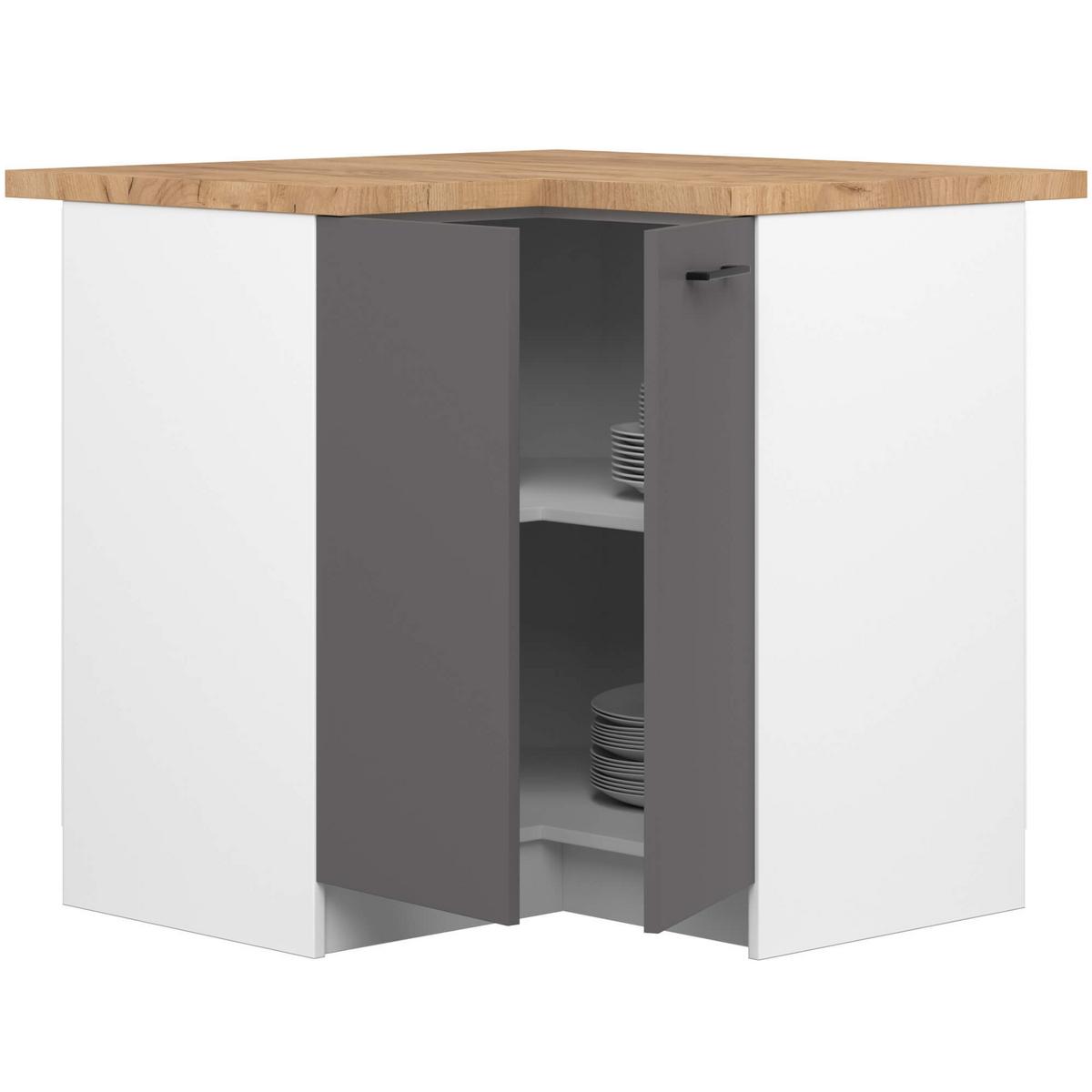 UNTERSCHRANK Weiß, Graphit Grau 85/90/46 - Weiß, Holzwerkstoff (90/85/46cm) - RAUMHIRSCH FURNITURE