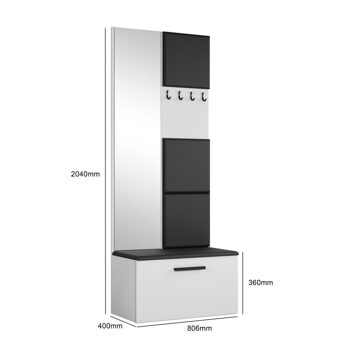 GARDEROBENSCHRANK Rosanno III Grau 80,6/204/40 cm – Modern, mit Spiegel und Kleiderhaken - Grau, Holzwerkstoff/Kunststoff (80.6/204.1/40cm) - AX Living