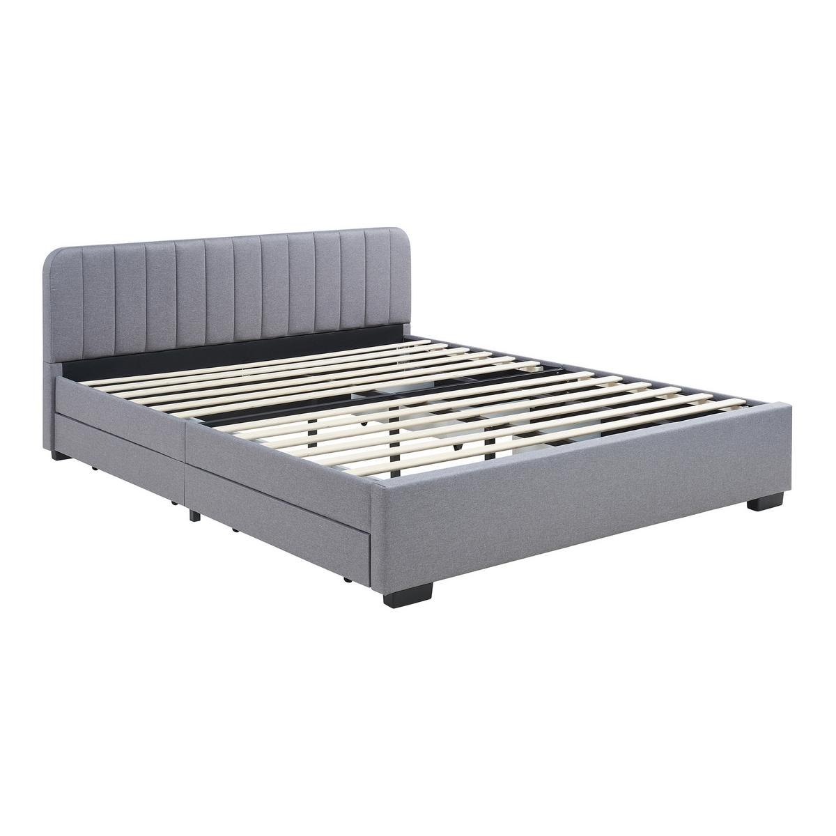 POLSTERBETT Nofrenna - Schwarz/Grau, Holzwerkstoff/Kunststoff (160/200cm) - [en.casa]